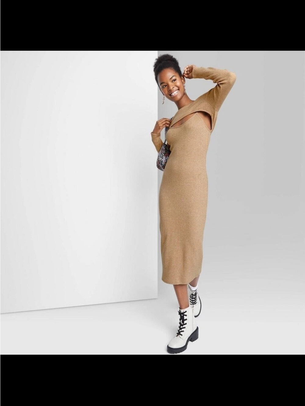 Women's Long Sleeve Bodycon Size Medium Sweater Dress Shrug Set Wild
Fable Brown